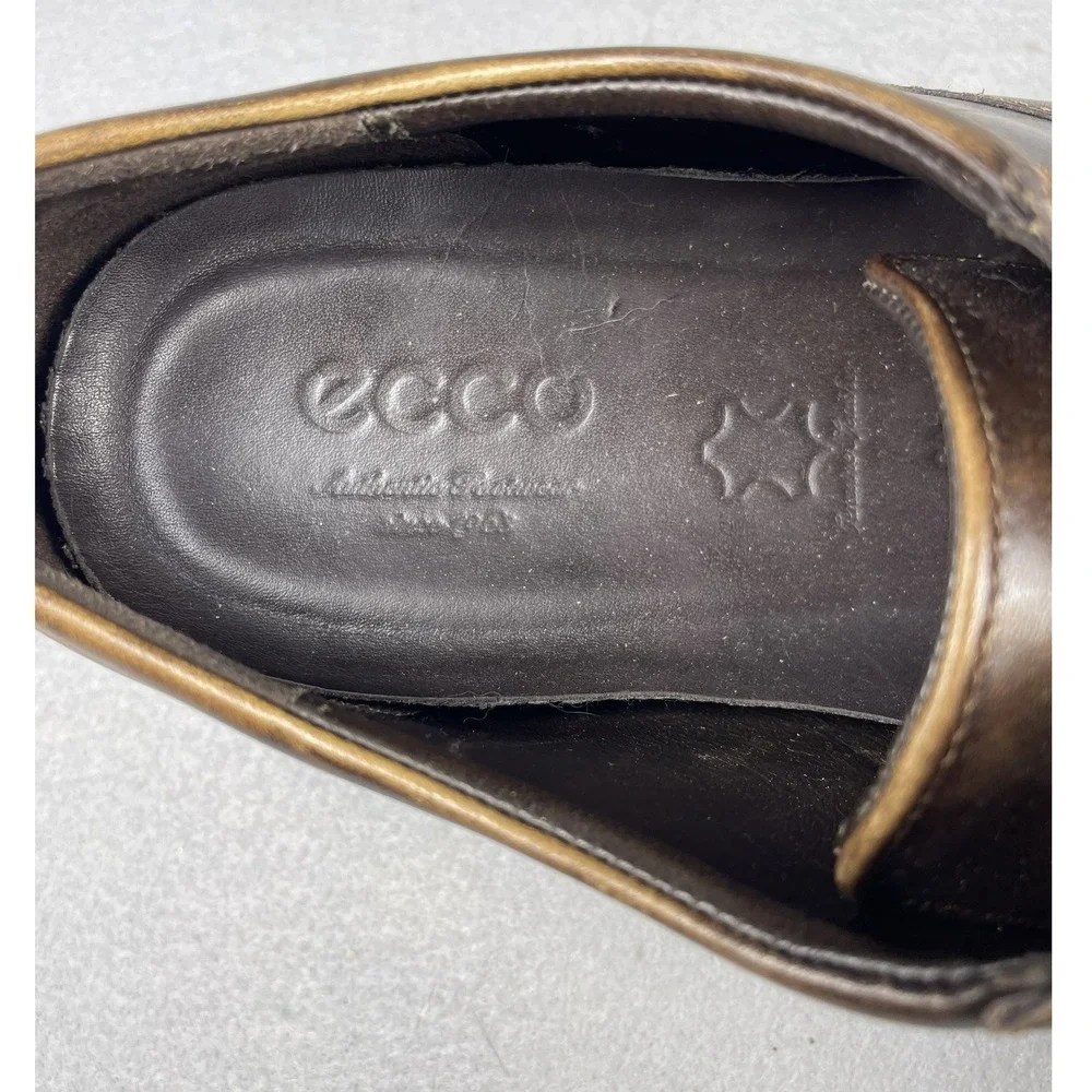 ECCO Oxford Mens 11 Brown Helsinki Cap Toe Lace Up Leather Shoes